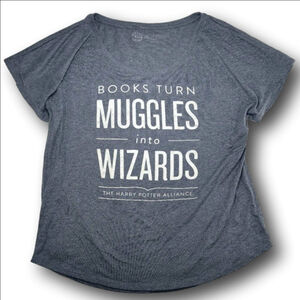 Women's Out of Print Harry Potter Alliance Blue White T-Shirt XL